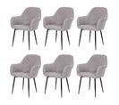 Lot De 6 Chaises De Salle à Manger Hwc-f18 Tissu/textile Gris Pieds Noirs