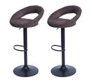 2x Tabouret De Bar Hwc-f46 Imitation De Daim Vintage Marron Foncé