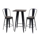 Set Table Mange-debout Et 2x Tabouret De Bar Hwc-a73 Design Industriel Métal Noir