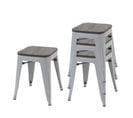 4x Tabouret Hwc-a73 Métal Style Industriel Gris