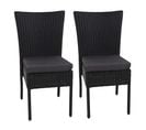 2x Fauteuil En Polyrotin Hwc-g19, Empilable ~ Noir, Coussin Gris Foncé