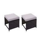 2x Tabouret En Polyrotin Hwc-g16, Siège, Gastronomie ~ Noir, Coussin Gris Clair