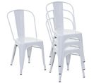 4x Chaise De Bistro Hwc-a73, Chaise Empilable, Métal, Design Industriel ~ Blanc