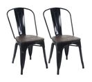 2x Chaise De Bistro Hwc-a73 Métal Design Industriel Noir