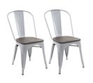 2x Chaise De Bistro Hwc-a73 Métal Design Industriel Gris