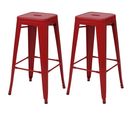 2x Tabouret De Bar Hwc-a73 Métal Design Industriel Rouge