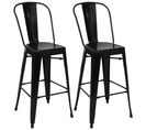 2x Tabouret De Bar Hwc-a73 Métal Design Industriel Noir