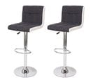 2x Tabouret De Bar Hwc-g87 Tissu Gris Foncé Et Similicuir Blanc Pied Chromé