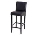 Tabouret De Bar Hwc-c33 Bois Noir Mat Pieds Foncés Similicuir