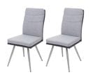 2x Chaise De Salle à Manger Hwc-g54 Tissu Et Similicuir Acier Inox Brossé Gris