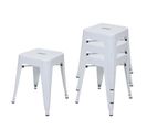 4x Tabouret Hwc-a73, Métal, Style Industriel, Empilable ~ Blanc