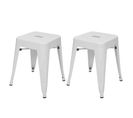 2x Tabouret Hwc-a73, Métal, Style Industriel, Empilable ~ Blanc