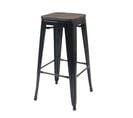 Tabouret De Bar Hwc-a73, Avec Siège En Bois, Métal, Style Industriel ~ Noir