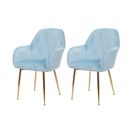 2x Chaise De Salle À Manger Hwc-f18 Velours Menthe Pieds Dorés