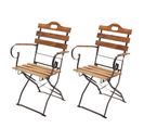 2x Chaise De Jardin À Bière Hwc-j40 Qualité Gastro Acacia ~ Couleur Naturelle