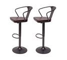 2x Tabouret De Bar Hwc-h10b Industriel Vintage Noir Marron