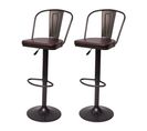 2x Tabouret De Bar Hwc-h10a Industriel Vintage Noir Marron