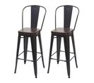 2x Tabouret De Bar Hwc-h10c Métal Similicuir Chesterfield Industriel Noir Marron