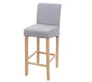 Tabouret De Bar Hwc-c33 Bois Gris Clair Pieds Clairs Tissu Textile