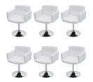 Lot De 6 Chaises De Salle à Manger Orlando Similicuir Chrome Blanc