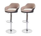 2x Tabouret De Bar Hwc-f16, Tabouret Pivotant, Avec Dossier Simili Cuir ~ Taupe-noir