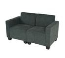 Canapé Modulaire 2 Places Couch Lyon, Tissu/textile ~ Gris Anthracite