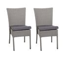 Lot De 2 Chaises En Poly Rotin Hwc-g19 Empilable Gris, Coussin Gris Foncé