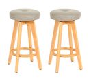 Lot De 2 Tabourets De Bar Navan, Chaise De Bar, Bois Similicuir Pivotant ~ Taupe, Pieds Clairs