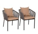 Lot De 2 Chaises De Jardin Hwc-n41 Anthracite Coussin Taupe