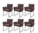 Lot De 6 Chaises De Salle à Manger Hwc-k34 Bouclé Tissu/textile Métal Brun