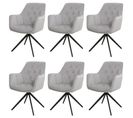 Lot De 6 Chaises De Salle à Manger Hwc-l80 Métal Tissu/textile Gris Clair