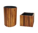 Lot De 2 Jardinières Hwc-l24 Rondes Carrées Outdoor En Bois D'acacia Mvg Brun