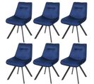 Lot De 6 Chaises De Salle à Manger Hwc-k24 Métal Velours Bleu