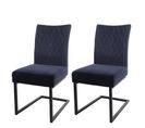 Lot De 2 Chaises Cantilever Hwc-l15 Velours Acier Époxy Anthracite-bleu