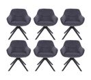 Lot De 6 Chaises De Salle à Manger Hwc-k28 Pivotantes Métal Tissu/textile Gris