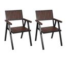 Lot De 2 Chaises De Jardin Hwc-j95 Châssis Noir Marron Foncé