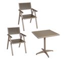 Lot De 2 Chaises De Jardin + Table De Jardin Hwc-j95 Alu Polywood Champagne Gris