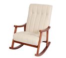 Fauteuil à Bascule Hwc-k10 Similicuir Crème Piétement Aspect Noyer