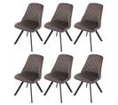 Lot De 6 Chaises De Salle à Manger Hwc-k25 Métal Velours Brun Foncé