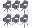 Lot De 6 Chaises De Salle à Manger Hwc-k30 Tissu/textile Corde-gris Foncé