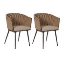 Lot De 2 Chaises De Jardin En Aluminium Hwc-n38 Beige Coussin Marron Clair