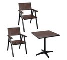 Lot De 2 Chaises De Jardin + Table De Jardin Hwc-j95 Alu Polywood Noir Marron Foncé