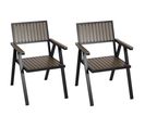 Lot De 2 Chaises De Jardin Hwc-j95 Aluminium Aspect Bois Structure Noire Grise