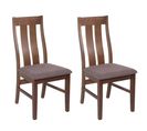 Lot De 2 Chaises De Salle À Manger Hwc-m58 Tissu/textile Bois Massif Foncé, Taupe