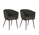 Lot De 2 Chaises De Jardin En Aluminium Hwc-n38 Anthracite Coussin Gris Foncé