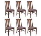 Lot de 6 chaises de salle à manger HWC-M58 tissu/textile bois massif foncé, taupe