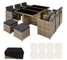 Salon De Jardin New York 10 Places 2 Sets De Housses, Variante 2 – Marron Naturel