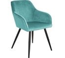 Chaise Marilyn Effet Velours Style Scandinave - Turquoise/noir