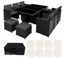 Salon De Jardin New York 10 Places 2 Sets De Housses, Variante 2 - Noir