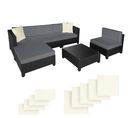 Salon Bas De Jardin Amy 5 Places Rembourrage De 10 De Cm Avec 2 Sets De Housses - Noir